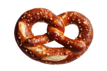 Pretzel with salt crystals painted in traditional oil style isolated on transparent background