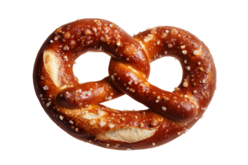 Pretzel with salt crystals painted in traditional oil style isolated on transparent background