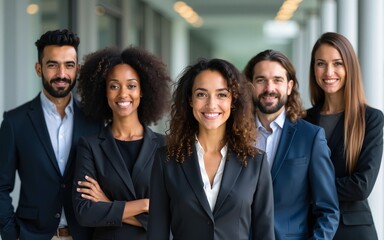 portrait shot diverse group of business professionals Modern multi ethnic business team standing and looking at camera,ai generate. High quality