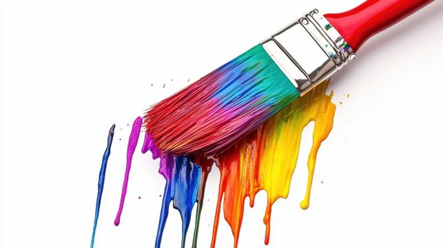 Colorful Paintbrush Strokes Dripping Art.