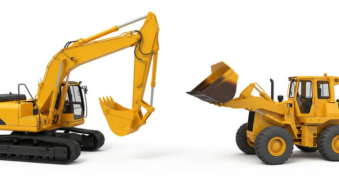 yellow bulldozer excavator - Powered by Adobe