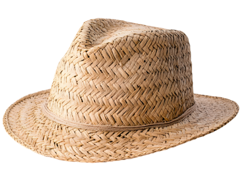 Straw hat isolated on transparent background. Perfect for summer, vacation, and travel design.