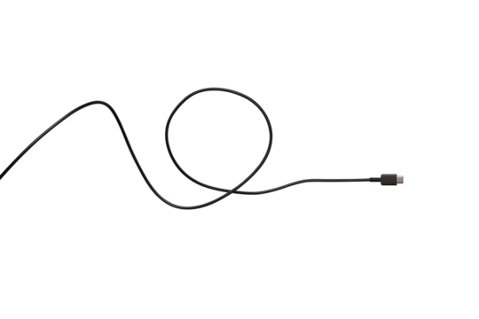 USB Type-C cable isolated on a transparent PNG. Ideal for concepts related to business technology, data transfer, connectivity and fast charging for modern devices. - Powered by Adobe