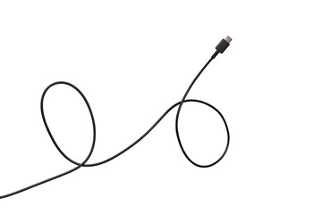 USB Type-C cable isolated on a transparent PNG. Ideal for concepts related to business technology,...