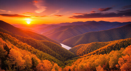 sunset in the mountains