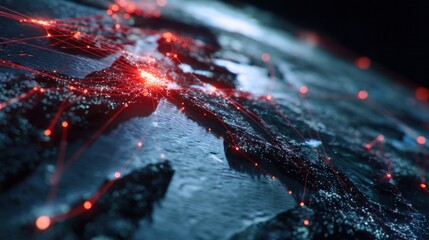 A digital representation of Earth showcasing glowing networks and connections, emphasizing technology's integration with global geography.
