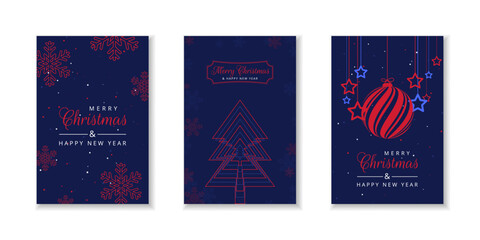 Set of Merry Christmas and New Year Greeting Cards. Vector illustration concepts for graphic and web design, social media banner, ads, marketing material