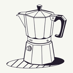 Classic moka pot illustration, a timeless coffee maker