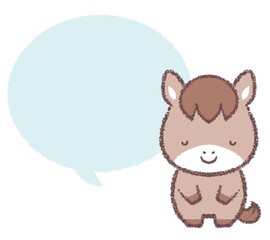 お辞儀するウマと吹き出し