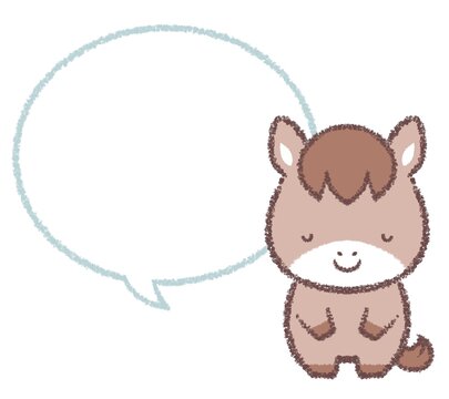 お辞儀するウマと吹き出し線画