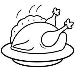 Illustration of a roasted turkey on a platter