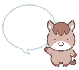 案内するウマと吹き出し線画