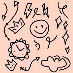 Expressive Line Art Abstract Elements