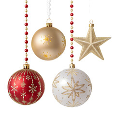 Elegant festive Christmas ornaments in PNG format, featuring shimmering decorations