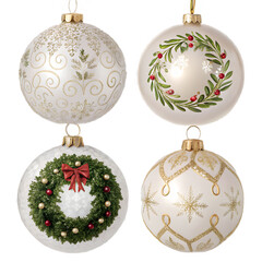 Elegant festive Christmas ornaments in PNG format, featuring shimmering decorations