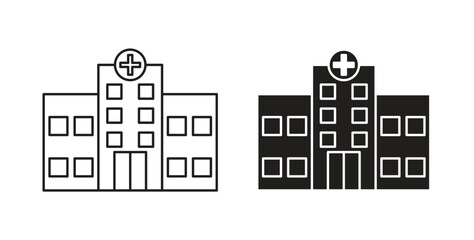 Naklejka premium Hospital icon line and filled style suitable for web and mobile application