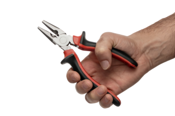 Hand Holding Pliers, Tools for Everyday Repair  . Isolated on transparent background, png