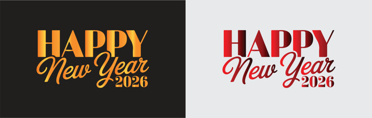Happy new year 2026 typography calligraphy vector art and illustration.