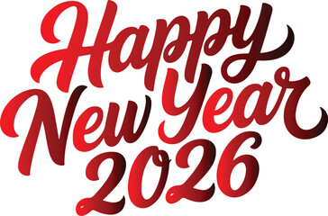 Happy new year 2026 typography calligraphy vector art and illustration.