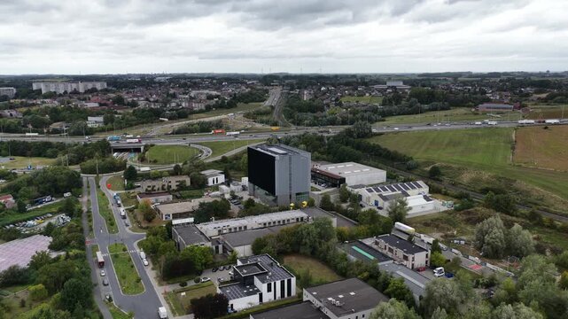 BRU01 Data Center and the Green Energy Park at Research Park Zellik, emphasizing sustainability, AI, Big Data, and the Flemish Supercomputer. Aerial drone video.
