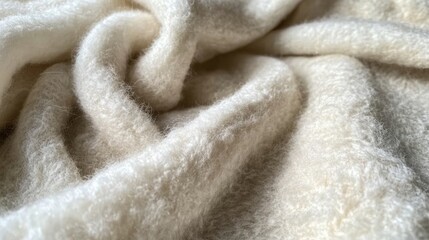 Soft Cream Fluffy Knit Fabric Texture.