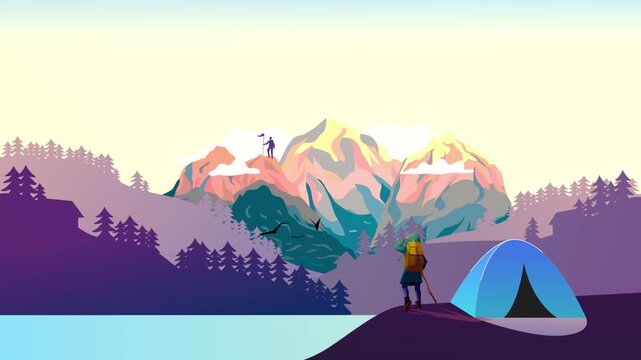 Animated Summit & Camping Scene