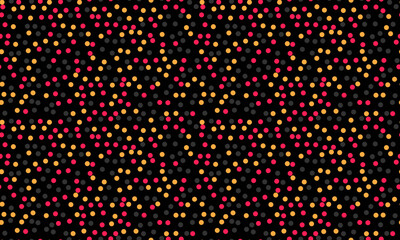 Obraz premium Abstract colorful polka dot pattern. Vibrant red, yellow, and gray dots on a black background create a dynamic, energetic design ideal for websites, textiles, or presentations.