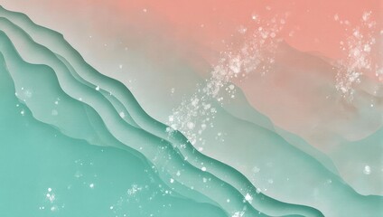 Fototapeta premium Abstract flowing waves with sparkling light particles and gradient background.