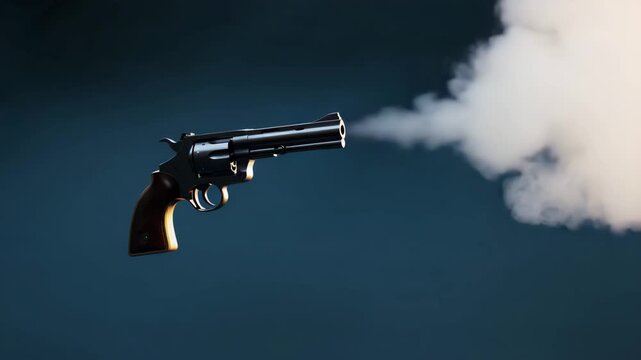Revolver Firing with Smoke Trail