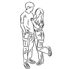 Couple in Love Line Art Illustration
​

​
