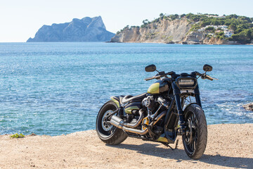 Custom motorcycle by the sea for adventurous journeys