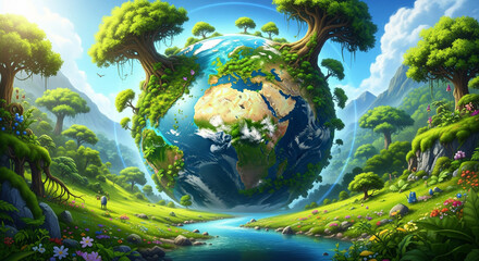 planet earth with trees