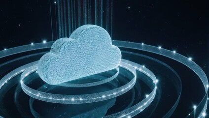 Cloud Computing Digital Technology Futuristic Concept Visualization.