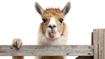 Obraz premium Llama with Tongue Out on Transparent Background