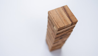 Wood blocks stacks game with planning strategy of project management.

