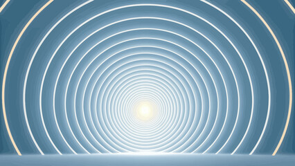 Fototapeta premium Abstract Tunnel Made of Concentric Circles with Bright Light