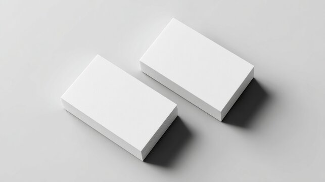 A minimalist image of two blank white business cards on a light surface, emphasizing simplicity and potential for customization.