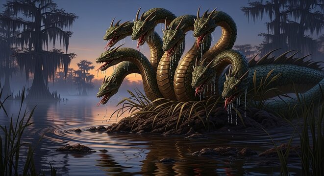 Hydra in the Swamp - A Multi-Headed Serpents Lair.