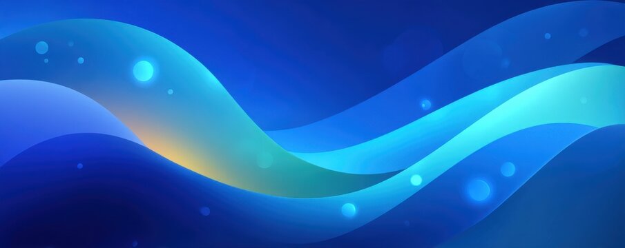 Abstract blue wave design with flowing curves and glowing particles for digital backgrounds - Powered by Adobe