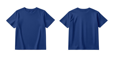 Dark Blue Polyester T-Shirt Mockup Front and Back Isolated on White Background