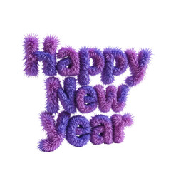 Purple furry happy new year phrase for festive greeting card and celebration design