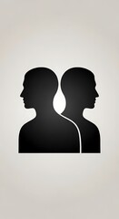 Two silhouetted figures facing opposite directions with a subtle connection