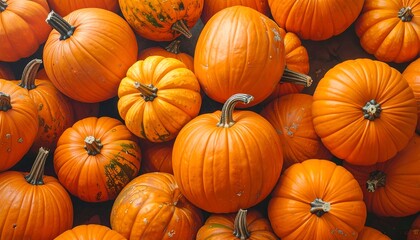 Abundance of Pumpkins - A Vibrant Autumn Harvest Display.