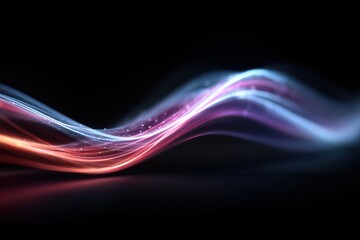 Abstract neon light waves dance in vibrant colors across a dark background