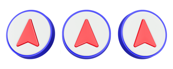 3d rendering icon navigation arrow in white button