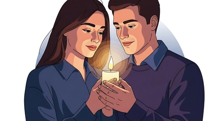 Couple Sharing Candlelight - A Moment of Intimacy and Connection.