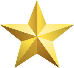 Realistic shiny gold star award symbol isolated vector illustration