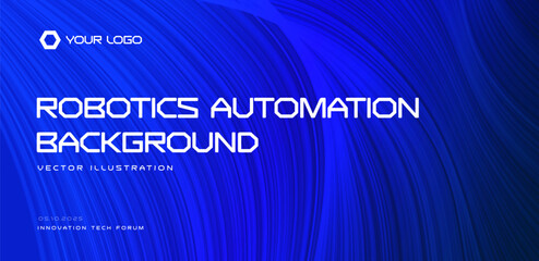 Robotics automation background, technology blue abstract lines pattern, high-tech layout for manufacturing decks, Industry 4.0 reports, conference. Robotics visuals for business. Vector illustration