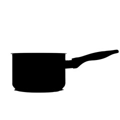 Simple black saucepan silhouette on white background  