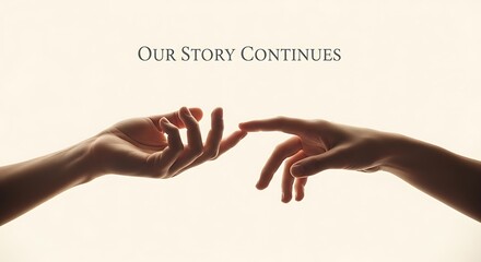 Two hands reaching out to touch, symbolizing connection and continuation.